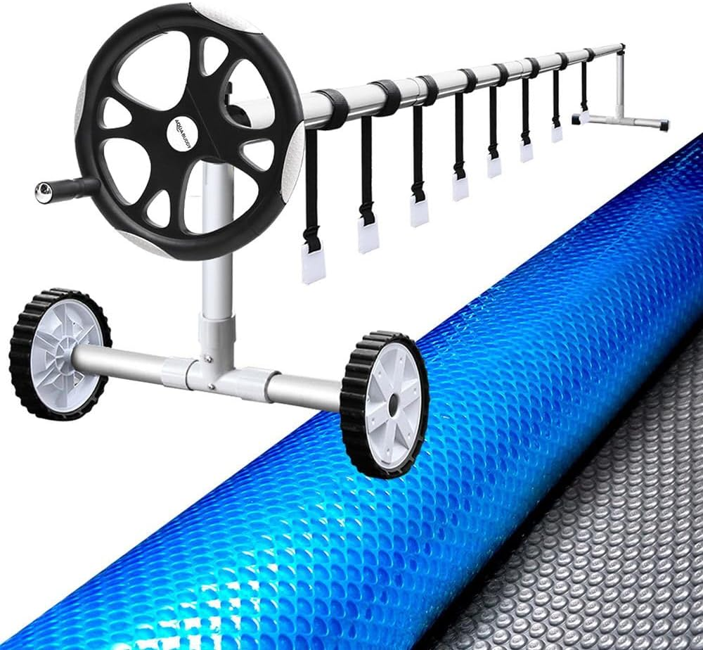 Aquabuddy Pool Cover Roller 500 Microns Silver Blue 11X4.8M Solar Swimming Pools Covers, above Ground, Bubble Blanket Garden Rectangle Heater Outdoor Water Blankets