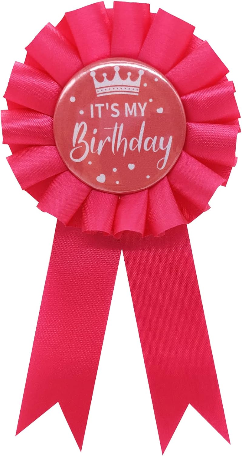 It'S My Birthday Ribbon,Satin Fabric Birthday Women or Men Tinplate Badge Pin,Happy Birthday Queen King Party Button Pins,Girls and Boy Brooches(Black) image number 5