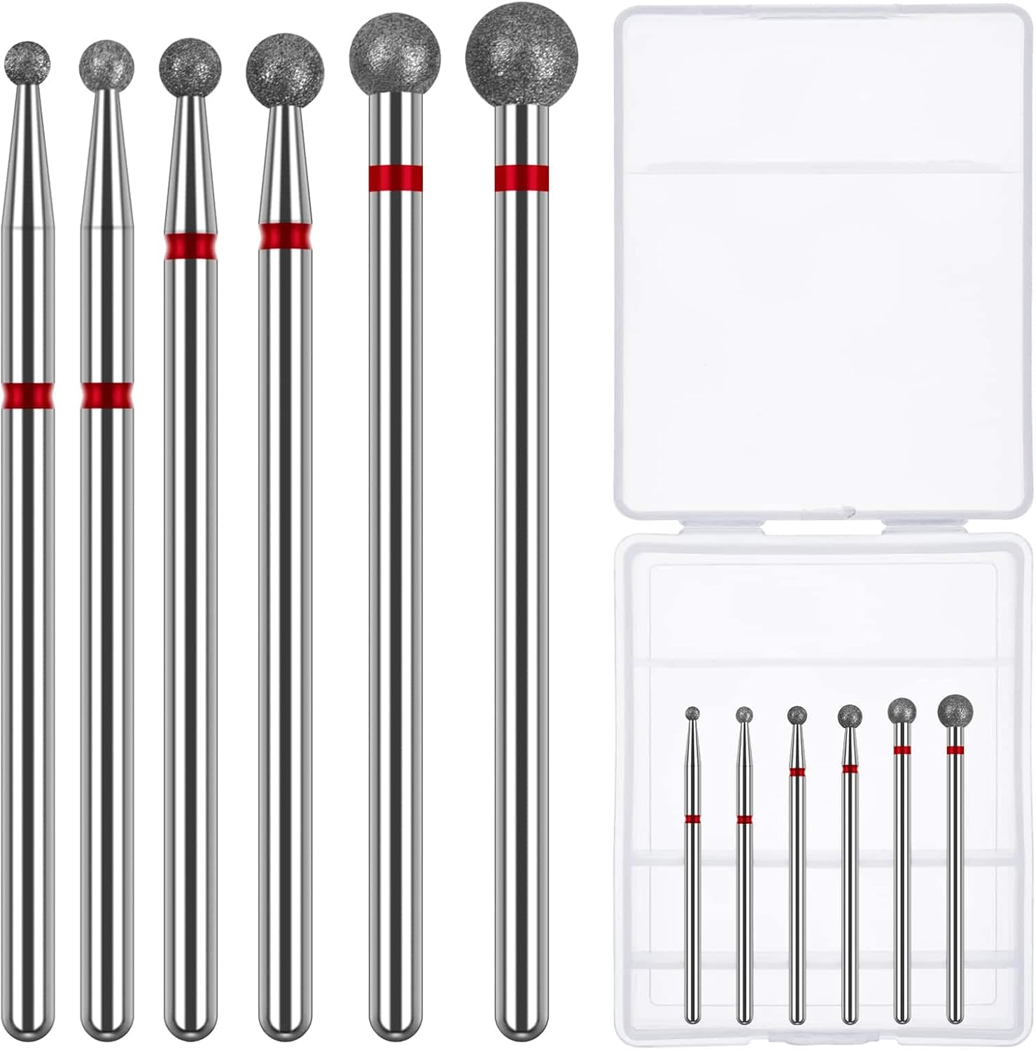 Difenni Cuticle Drill Bit,Nail Drill Bits Flame Cuticle Clean Drill Bit for 3/32''Electric Nail File Machine Cuticle Bit Nail Prep Tool (Red-Ball Shape) image number 6