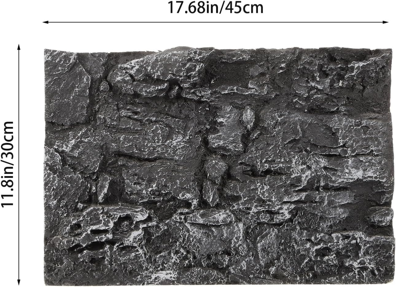 Kisangel Terrarium Background 3D Reptile Tank Background Snake Habitat Rock Wall Backdrop Decor,Dark Grey image number 3