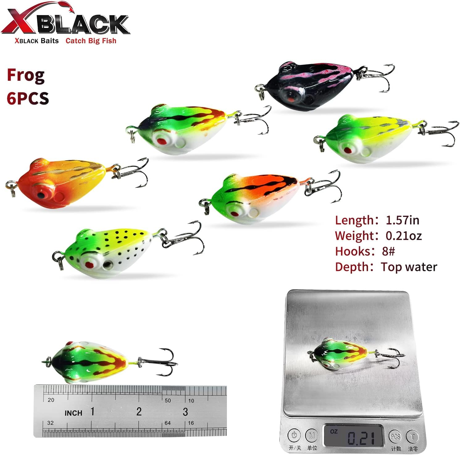XBLACK Hard Fishing Lures Set Minnow Popper Jointed VIB Shrimp Frogs Crankbaits for Beginner Starter, XBLACK Baits, Catch Big Fish!