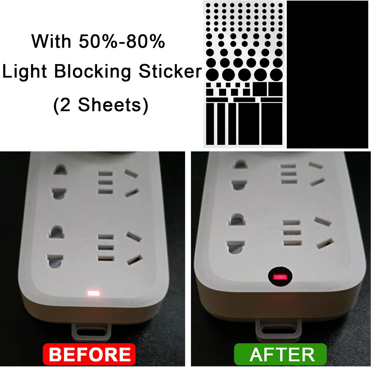 Mmcrz Light Blocking Stickers, LED Blackout Dimming Sheets for Routers, TV Covers (Black-4 Sheet) image number 5
