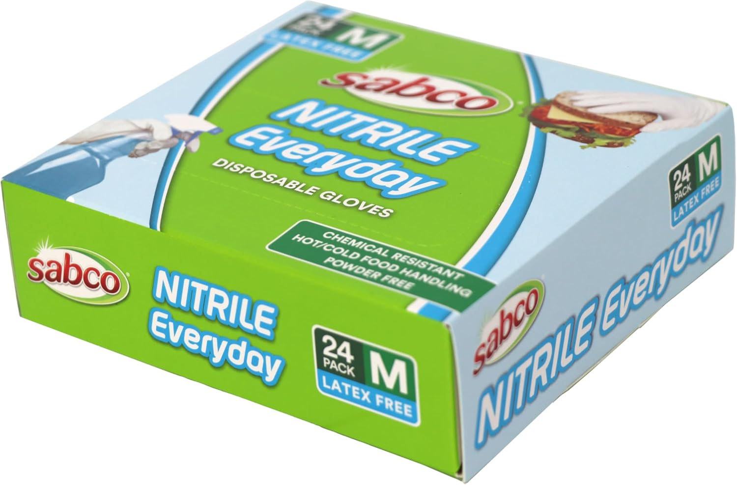 Sabco Nitrile Everyday Latex Free Disposable Gloves, Medium (Pack of 24)
