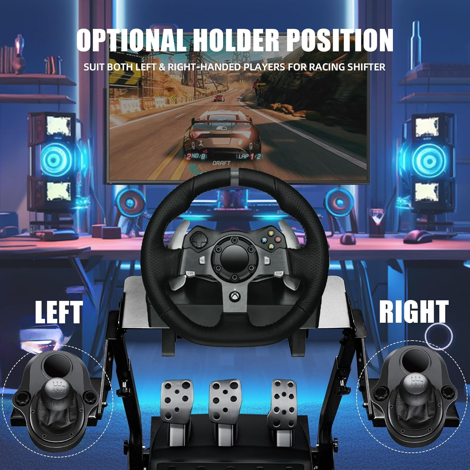 Grefinity Racing Steering Wheel Stand，Height Adjustable Steering Wheel Stand for Logitech G29 G920 G923 G27 G25 for Thrustmaster T248X T248 T300RS T150 458 TX Xbox PS4 PS5 image number 2