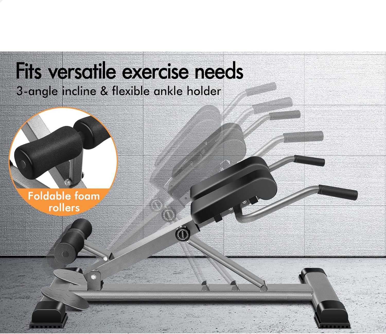 BLACK LORD Adjustable Roman Chair with 30-50 Degrees Inclination, Hyperextension Fitness Weight Bench for Back Glutes Hamstring Exercise and AB Workouts, Multifunctional Home Gym Equipment, Max 200Kg image number 6