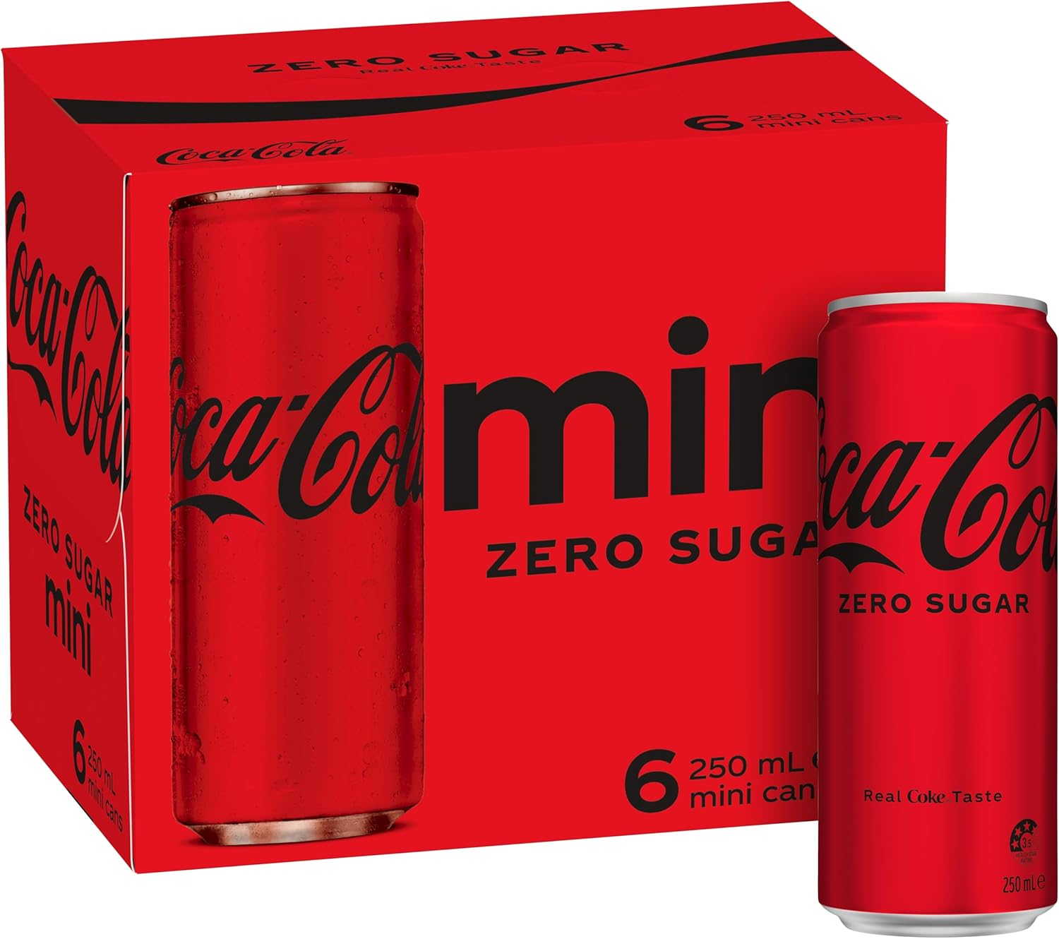 Coca-Cola Zero Sugar Soft Drink Mini Can Multipack 6 X 250 Ml (Packaging May Vary) image number 3