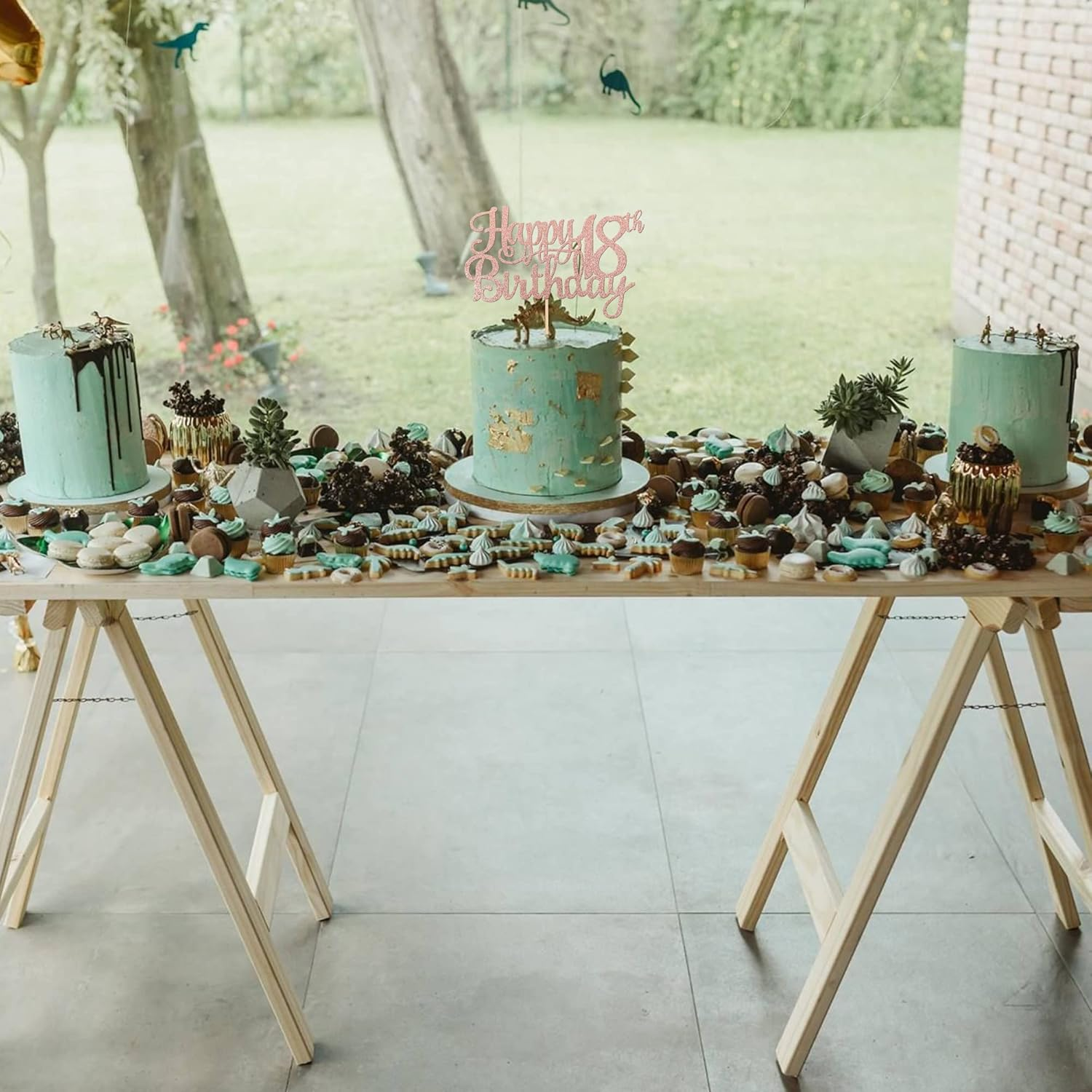 1 PACK Happy 18Th Birthday Cake Topper Glitter Cheers to 18 Years Birthday Cake Pick 18 Fabulous Cake Decoration for Happy 18Th Birthday Theme Party Decorations Supplies Rose Gold - 13Th image number 2