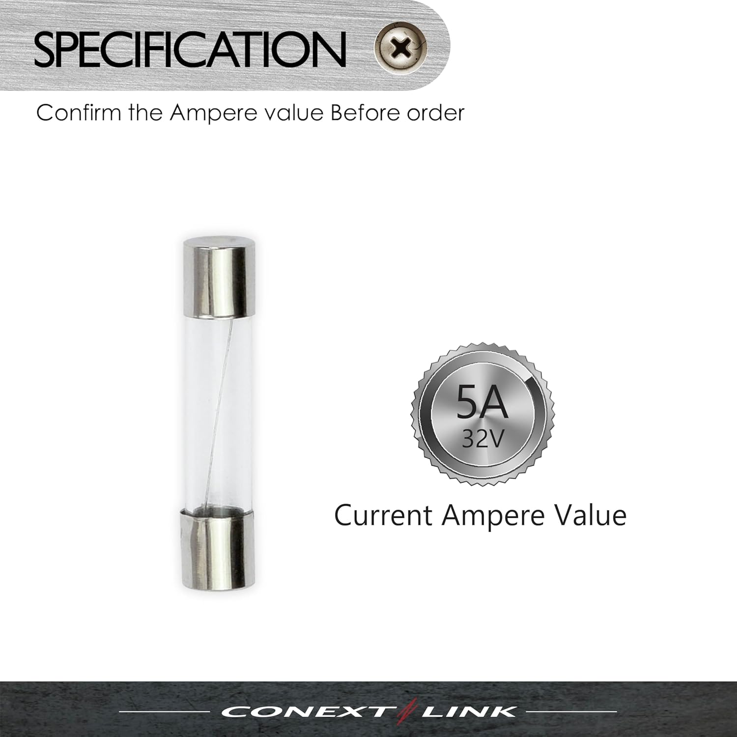 Conext Link AGC5-25 Series Nickel AGC Glass Tube Fuse 25 Pack 5 Amp