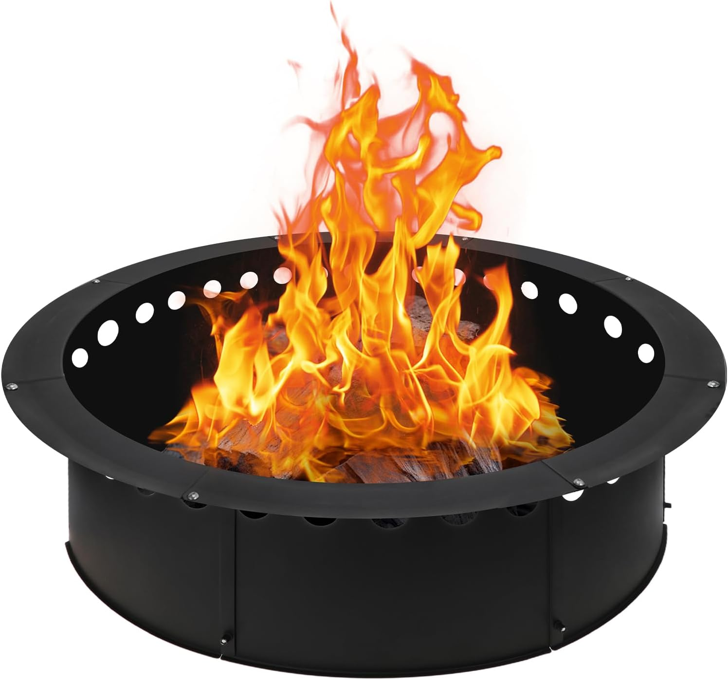 Outdoor Smokeless Large Fire Pit Ring 43 Inch Outer/39 Inch Inner Diameter, Heavy Duty Metal round Liner Insert for outside DIY Campfire or Bonfire Ring, above or in Ground Use image number 1