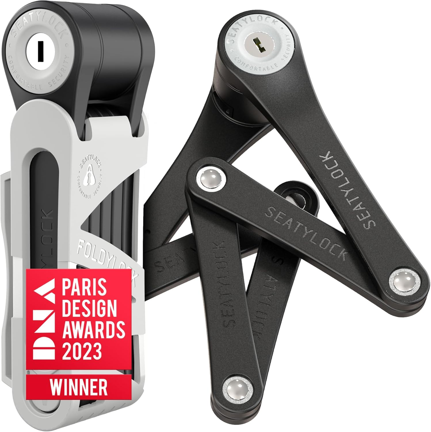 Seatylock Foldylock Mini Folding Bike Lock - Patented Lightweight Bicycle Lock - Heavy Duty anti Theft Guard with Key for Electric Scooter & City Bikes - 29.5"