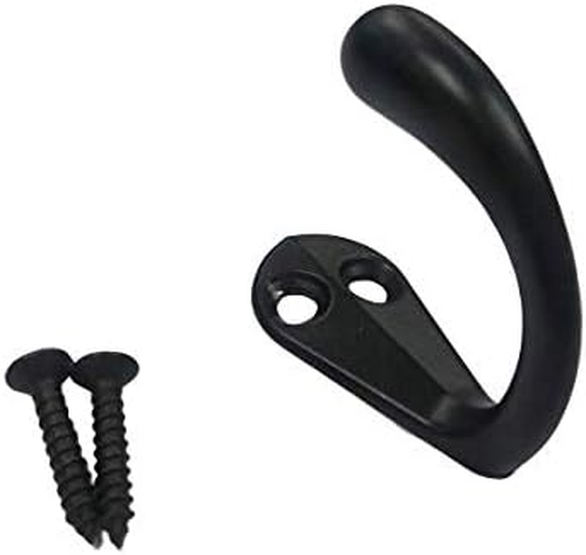 QCAA Premium Quality Single Prong Robe Hook Hanger, Zinc Die Cast, Matte Black, 6 Pack image number 6