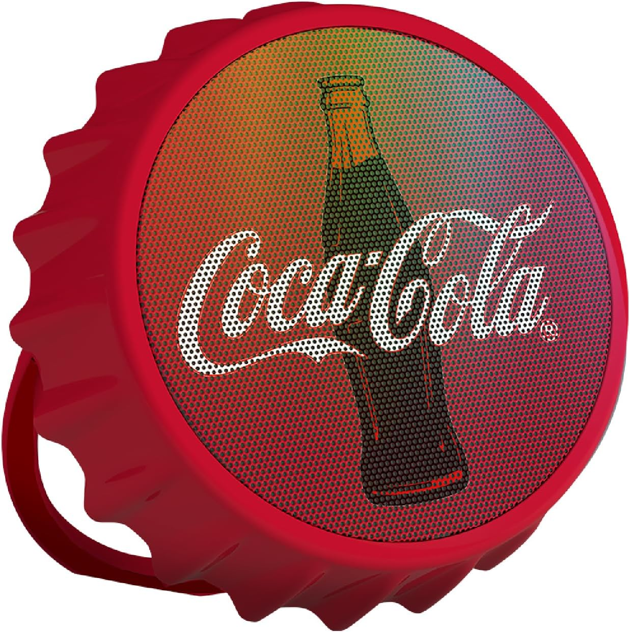 Coca-Cola Bottle Cap Shaped Bluetooth Speaker with Kickstand, Color Changing Light, FM Radio, 6H Playtime, Micro SD Card, Aux Port for Home/Outdoors/Beach/Bar | Portable Bluetooth Speakers image number 2