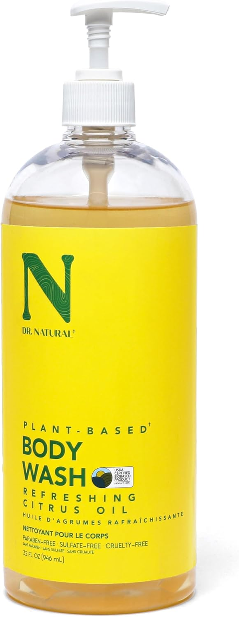 Dr. Natural Refreshing Citrus Oil Body Wash - Dry Skin Moisturizing Natural Body Wash with Shea Butter and Coconut Oil - for Family and Pets - 946 Ml image number 3