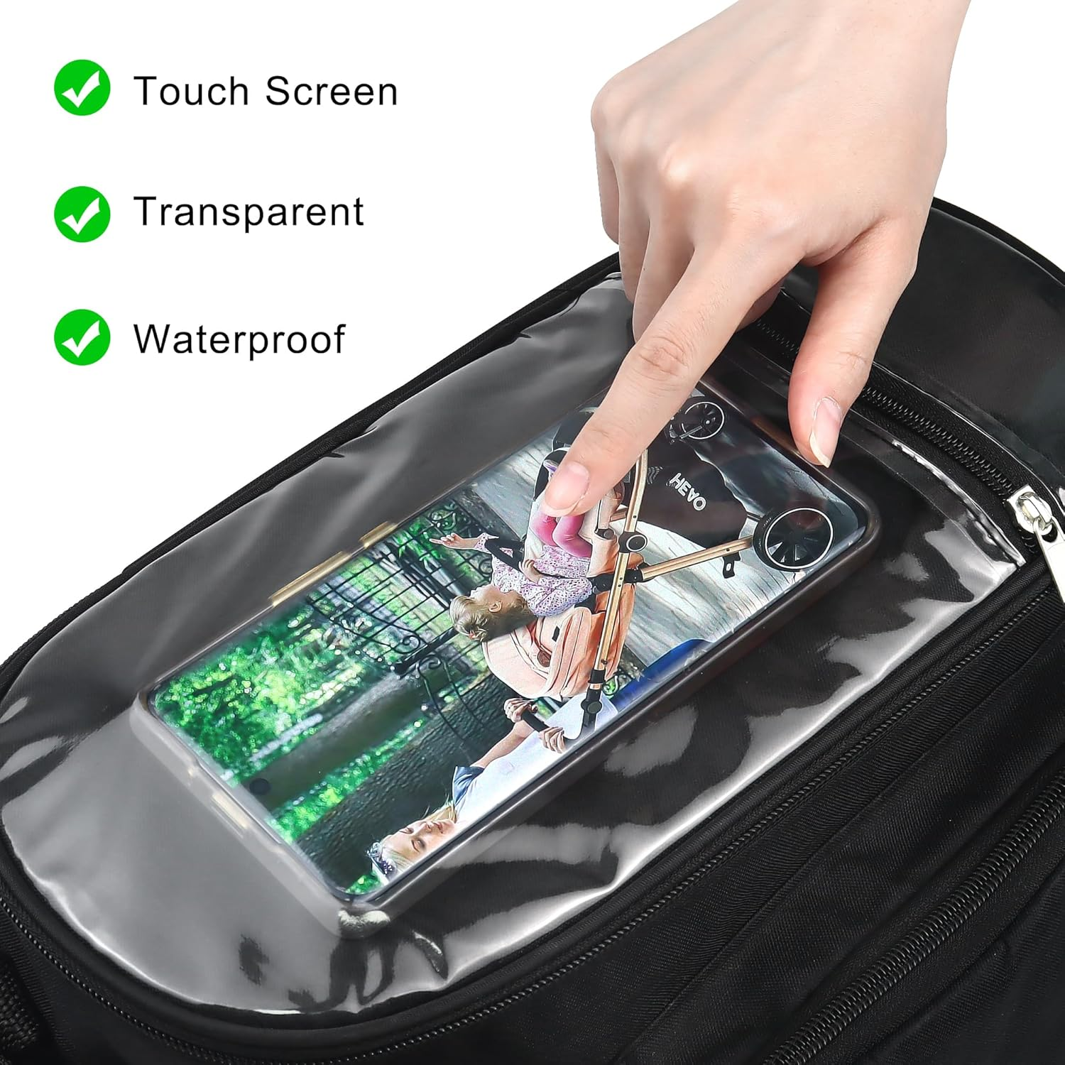 Upgraded Pram Organiser with Touch Screen Phone Pocket Buggy Bag Universal Mummy Baby Pram Bags Cup Holders Shoulder Strap Waterproof Pushchair Bag Handbag Backbag Pram Accessories image number 2