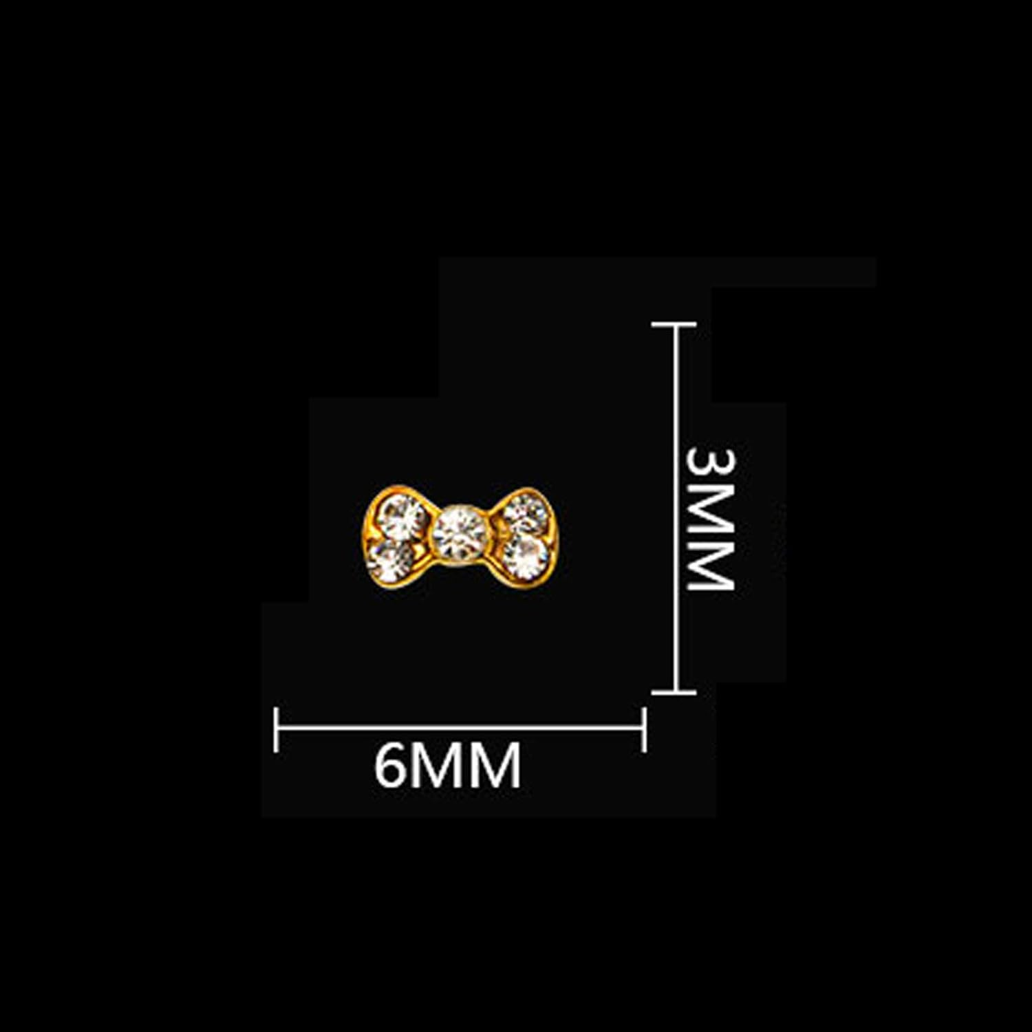 10 Grains Nail Art Rhinestone Alloy Rhinestone Nail Decoration Super Flash DIY Golden Bow Three-Dimensional image number 2