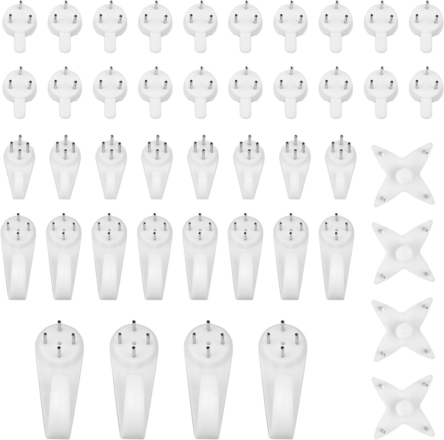 Wall Picture Hooks, 44 Pcs Non Trace Plastic Hanging Hook, Nail Picture Hanging Hooks for Painting, Mirror, Concrete Studs, White image number 1