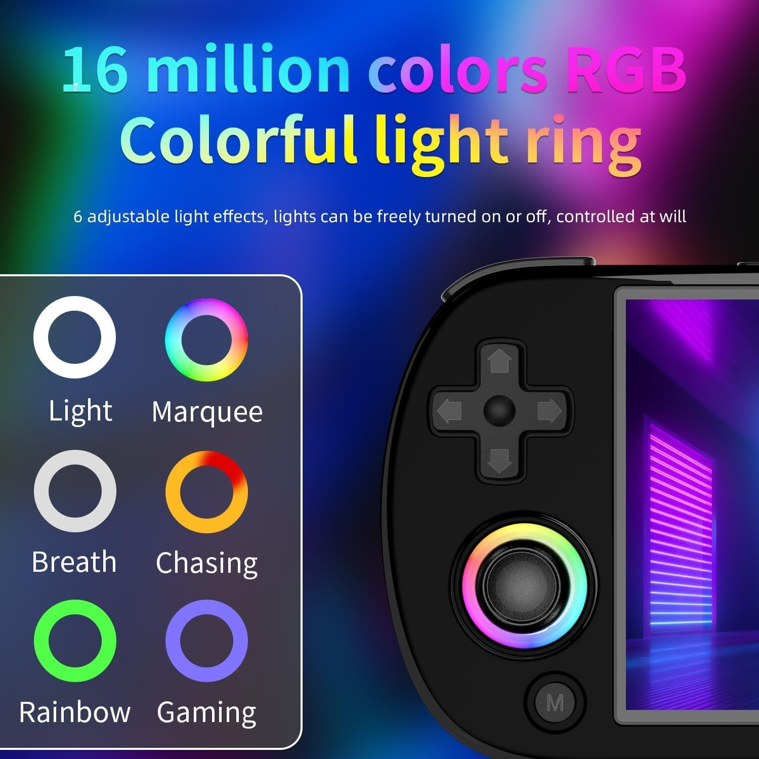 RG40XX H Retro Handheld Game Console, 4" IPS Screen Portable Video Game Console with RGB Colorful Joystick Lighting, Built in 128G Card & 10000 Games, Linux System Support Wifi Bluetooth (Black,128G)