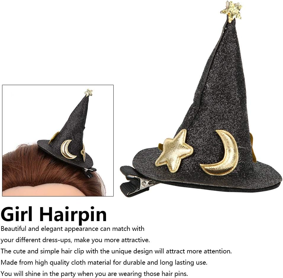 Gavigain Mini Witch Hat Hair Pins Cute Hair Clips Halloween New Year Christmas Holiday Decoration for Kids Black 5 Pieces image number 3