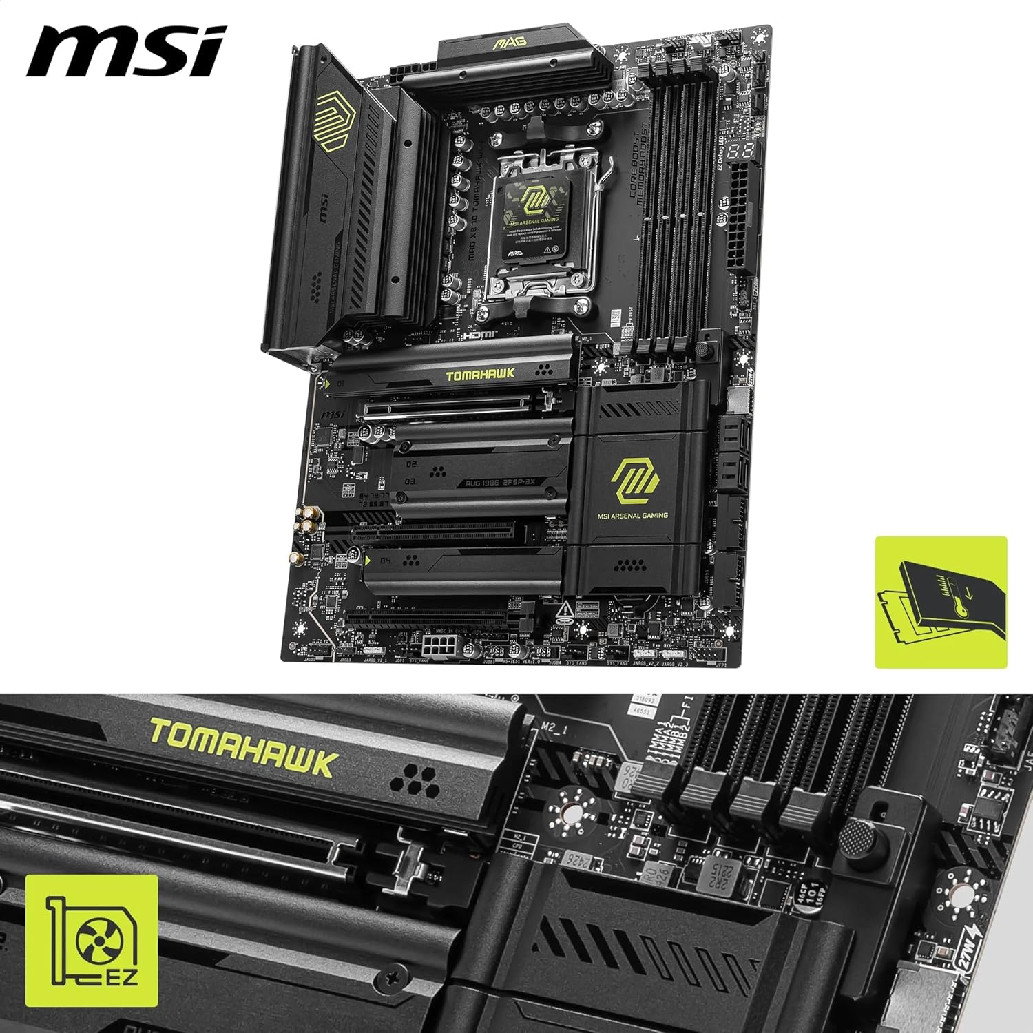 MSI MAG X870 Tomahawk Wifi Motherboard, ATX - Supports AMD Ryzen 9000/8000 / 7000 Processors, AM5-80A SPS VRM, DDR5 Memory Boost 8400+Mt/S (OC), Pcie 5.0 X16 & 4.0 X16, M.2 Gen5, Wi-Fi 7, 5G LAN image number 3