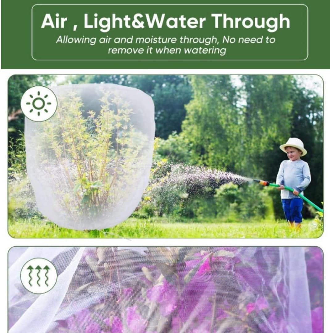 4 Pack Garden Netting Insect Bird Barrier Mesh with Drawstring Tomato Protective Cover Plant Bag for Vegetables Fruits Blueberry Flower from Insect Bird Eating image number 1