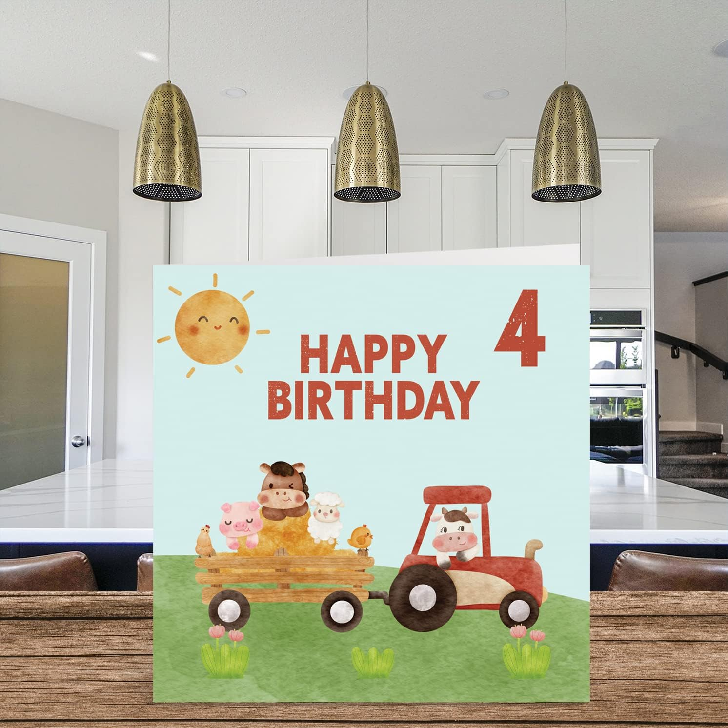 4Th Birthday Card Boy - Farmyard Farm Animals - Happy Birthday Card 4 Year Old Boy Girl, Girls Boys Birthday Cards for Him Her, 145Mm X 145Mm Greeting Card for Son Nephew Grandson Kid Children - 5 image number 6