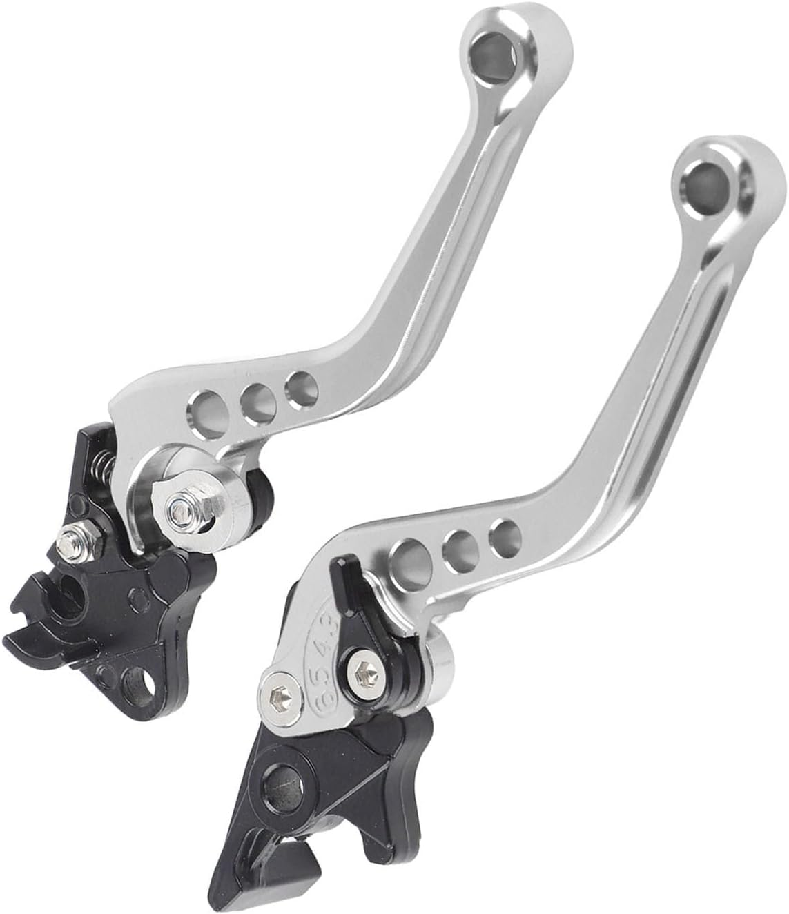 RASTKY Aluminum Brake Lever Handle for Motorcycle - Pair of Red Motorcycle Brake Lever Handle (Silver White)