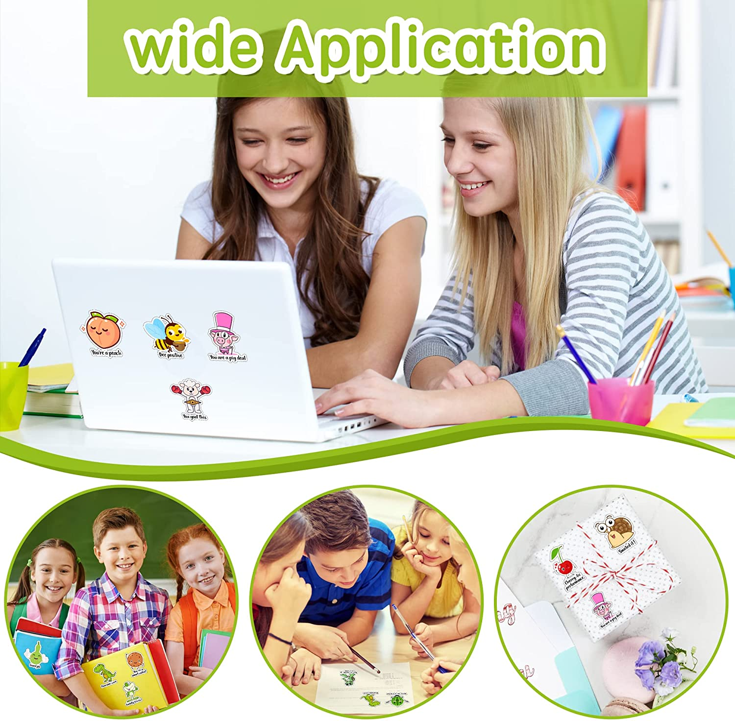 600 Pieces Fun Teacher Stickers for Kids Reward Punny Motivational Sticker Positive Pun Cartoon Animal Fruit Stickers Cute Incentives for Kids Teacher Classroom School image number 3
