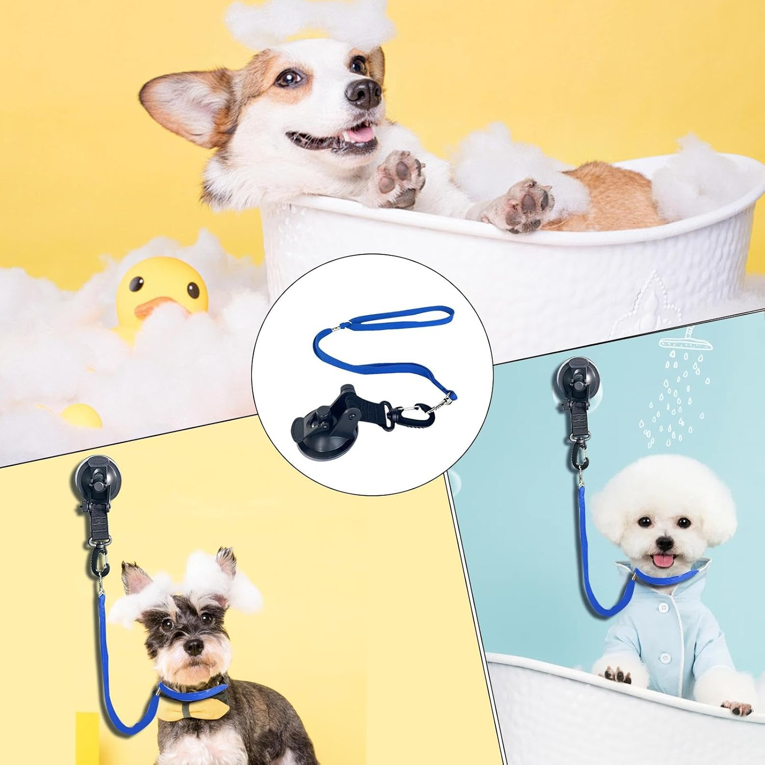 Dog Grooming Loops,Pet Bath Tether with Suction Cup - Dog Cat Fixed Safety Rope, Dog Restraint Grooming Noose for Pet Shower Bathing Grooming image number 2