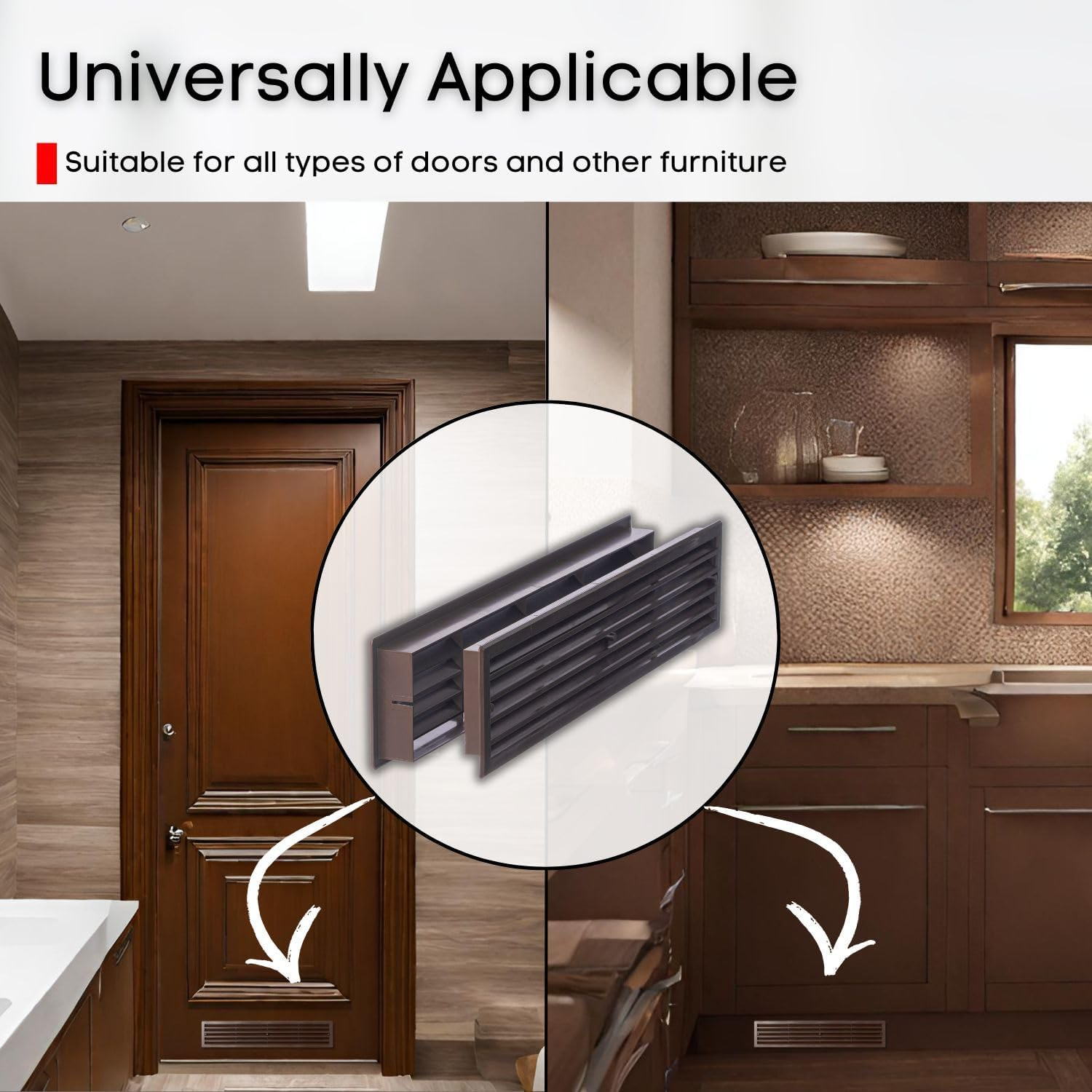 Steinberg14 Brown Door Vent Cover 17.7X3.6 Inch with Screws - Plastic Ventilation Grill - Door Vents for Interior Doors Two Sided - Door Louver Vent - Door Return Air Vent with Screws