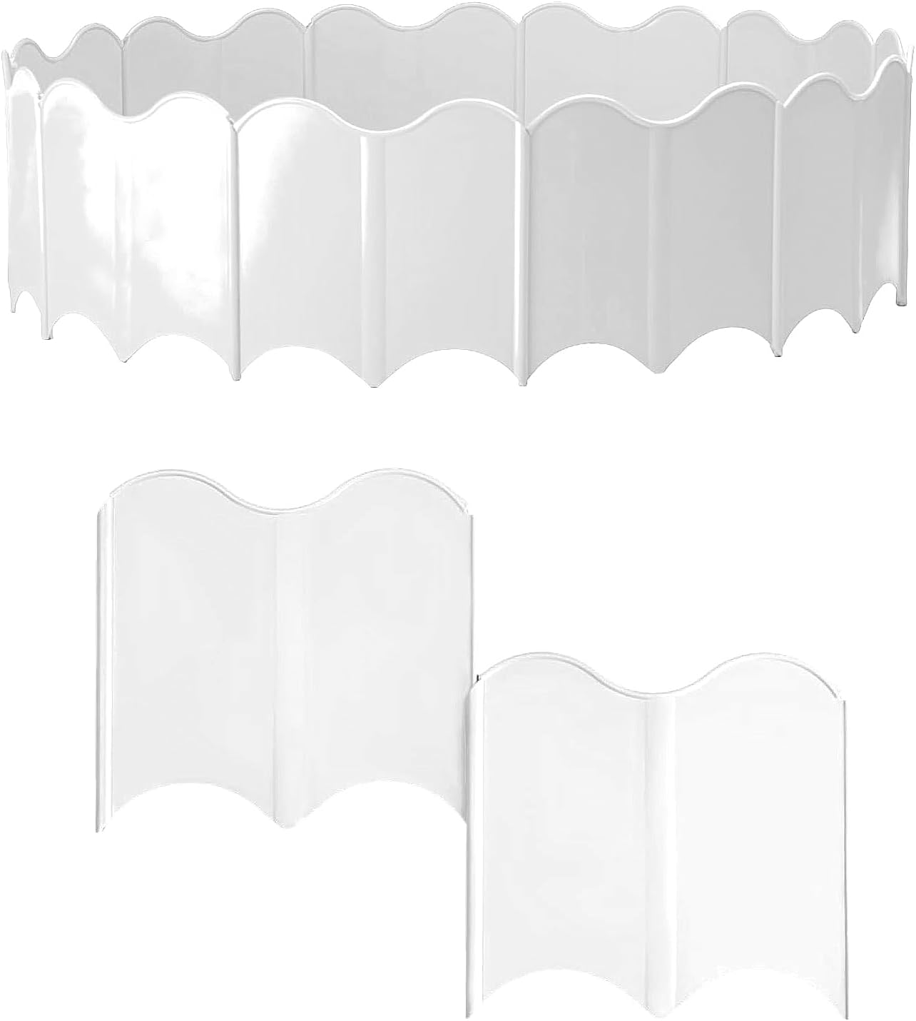 20PCS Interlocking Landscape Garden Lawn Yard Edging Border, Plastic Decoration Landscaping Edging, Flexible Fence Border for Gardens, Courtyards, Parks, Landscape (White) image number 2