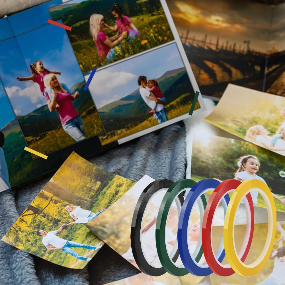 5 Rolls Colored Masking Tape,Self-Adhesive Grid Marking Tapes for Art Board Outdoor, Whiteboard (3Mm X 66M/Roll)