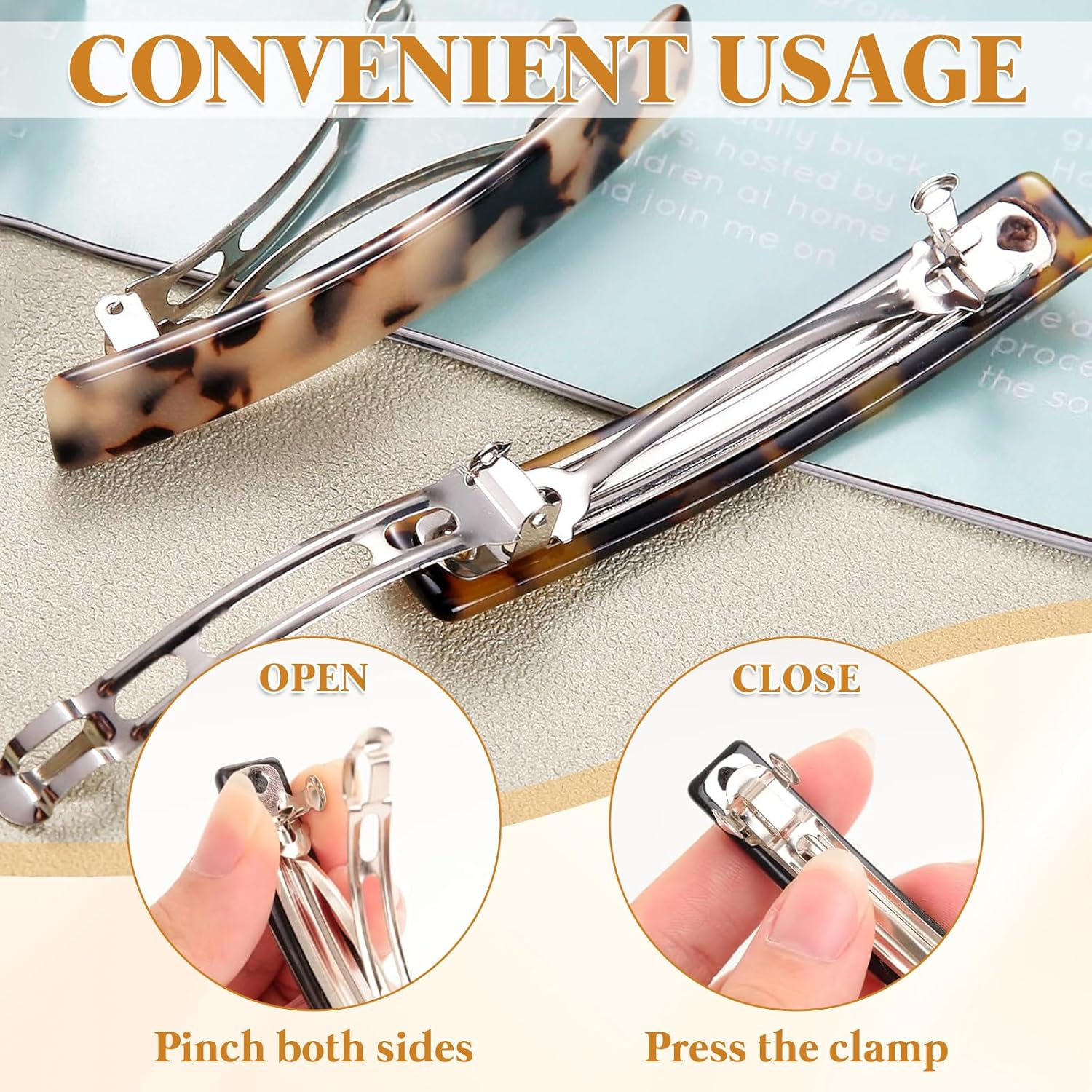 Hanyousheng 6 PCS French Hair Clips, 7.5Cm Acetate Barrette Hair Sliders, Tortoiseshell Delicate Hairs Accessories, Colorful Hairs Clis for Women and Girls(Six Colors) image number 3