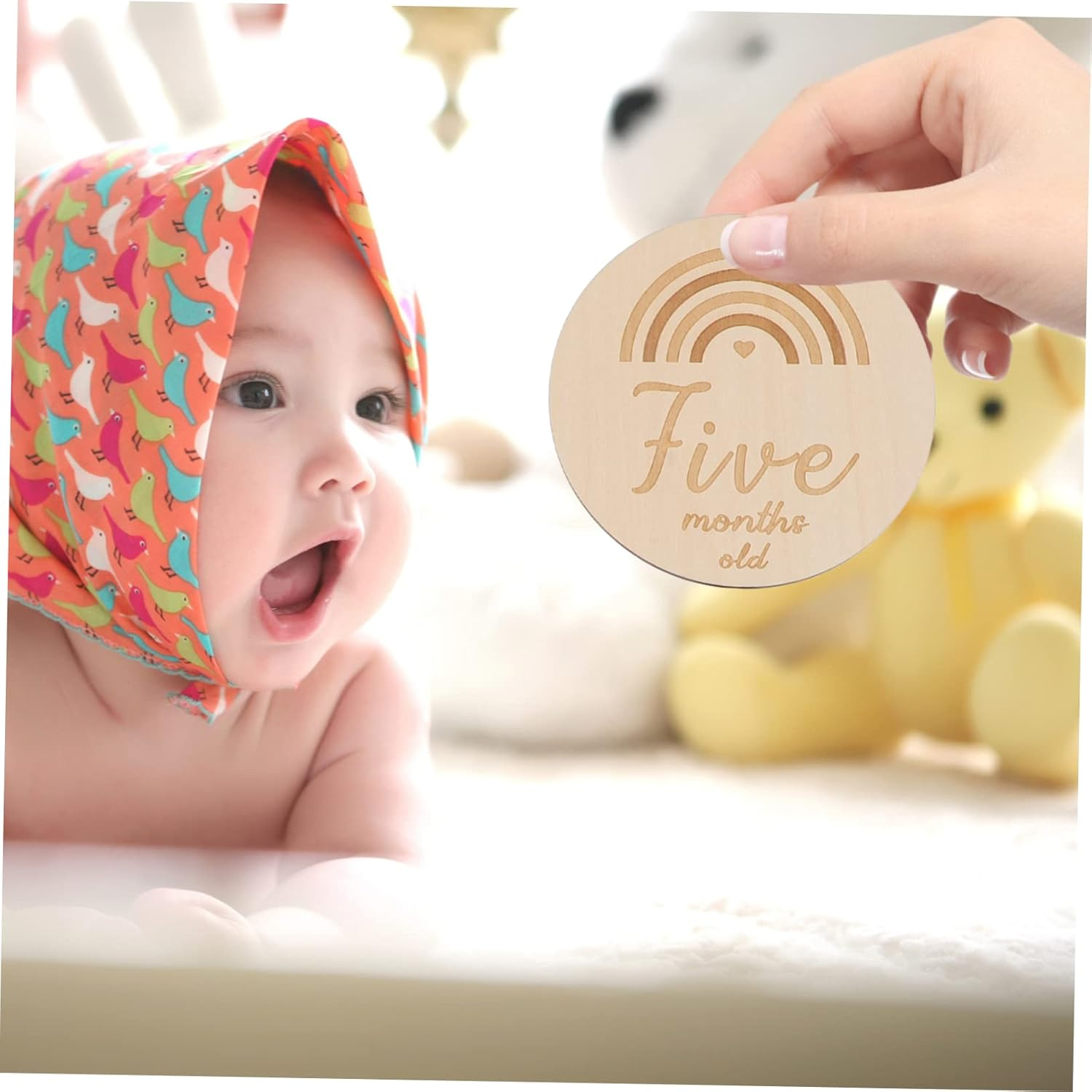 13Pcs Wooden Milestone Cards Photo Prop Newborn Name Sign Milestone Announcements image number 2