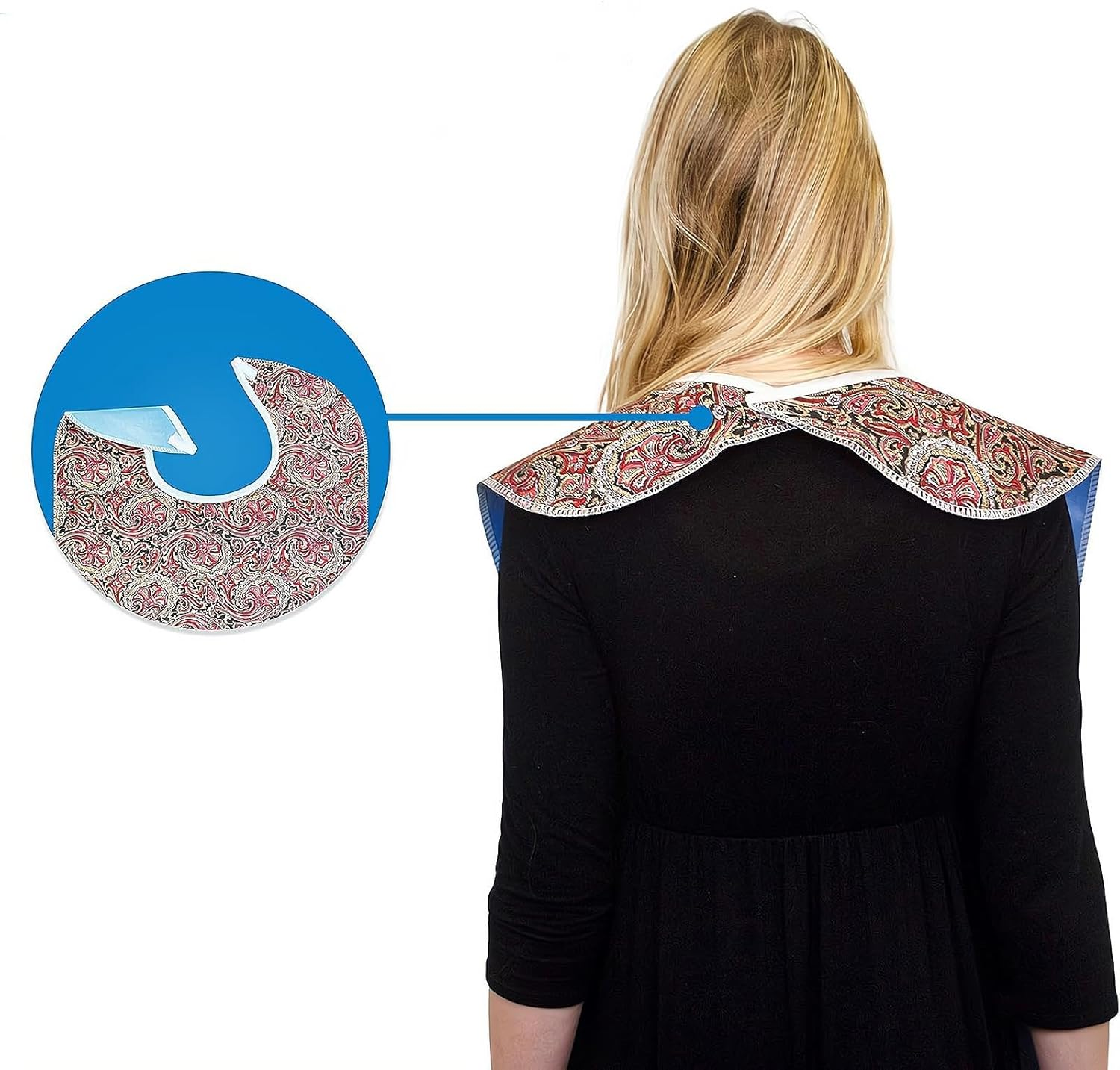 2Pcs Adult Bibs with Crumb Catcher, Adult Bibs for Eating Waterproof and Reusable Mealtime Clothing Protectors for Elderly Women image number 3