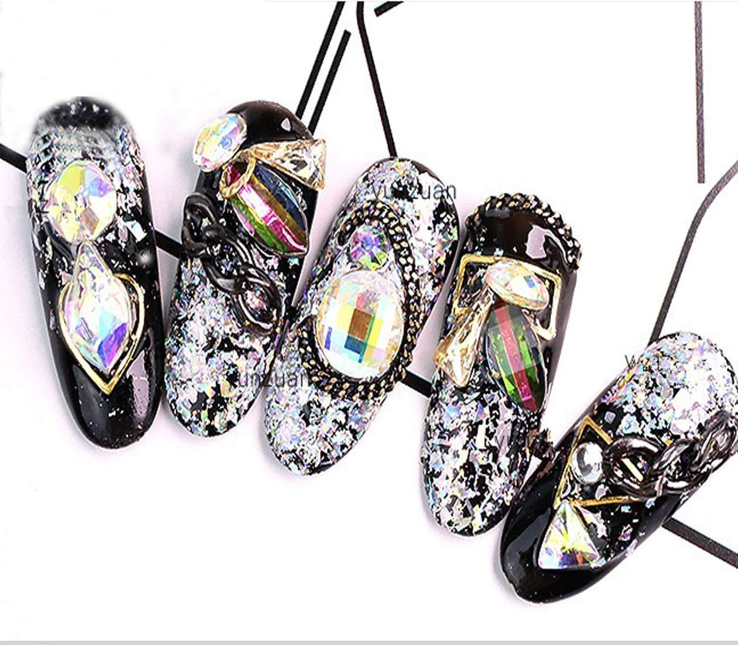 Nail Art Set, Arts Decals Stickers Fragments Nail Foil Art Nail Charms, DIY Manicure Nails Design Decal Decoration Flakes 12 Grids/Set