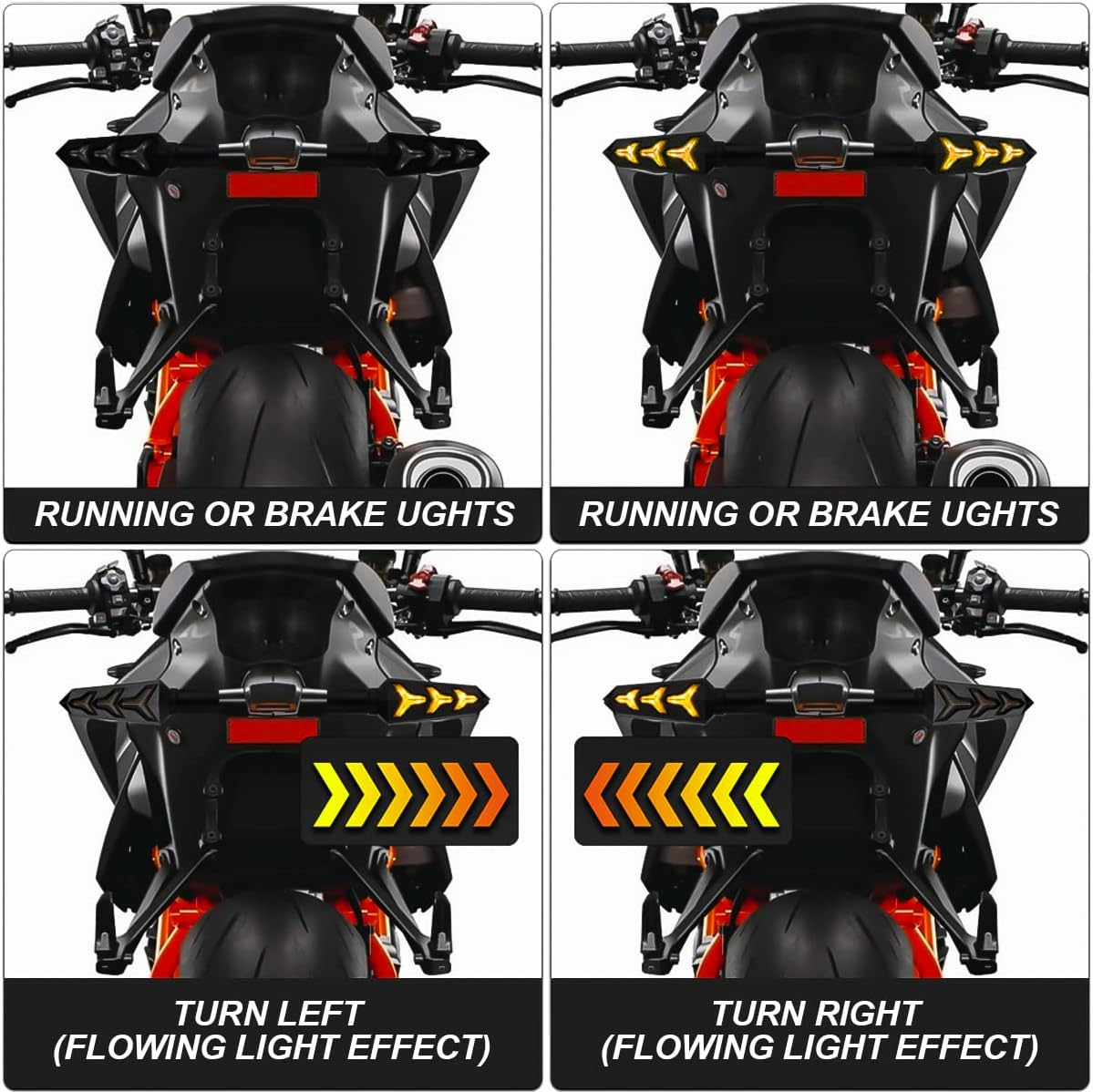 4PCS Motorcycle Indicator Lights, 12V Super Bright Flowing Turn Signal Brake Daytime Running Light, Universal for Motorbike Scooter Quad Cruiser Harley Yamaha Suzuki off Road (Black)