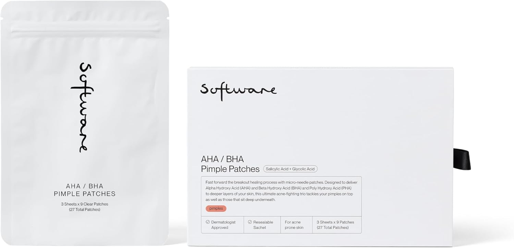 Software AHA BHA Pimple Patch, 27 Count | Skin Control Microdart Acne Patch, Breakout Spot Treatment | Blends in Skin, Ideal for Day or Night Use image number 1