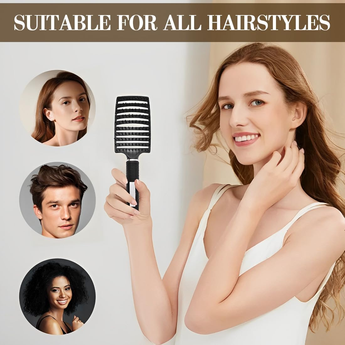 1 Piece Hair Brush without Pulling for Men and Women, Detangling Brush Also for Curls and Long Hair, Unique Professional Detangler Brush, Hair Brush, Professional Detangling Brush with Handle, Hair image number 1