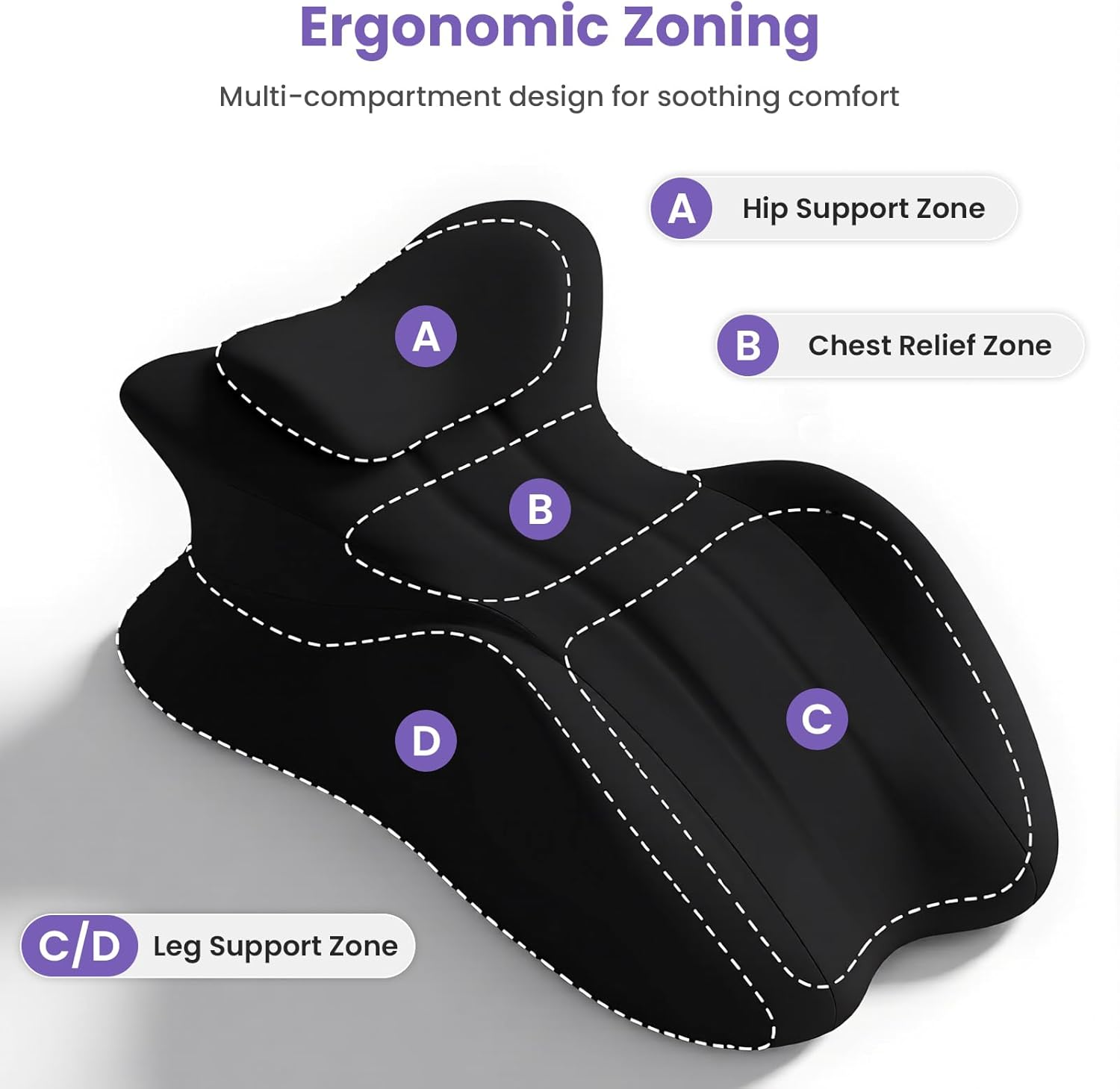 Uandhome Butt Cushion for Couples, Couples Butt Cushion for Pregnant Women,Sturdy Design, Intimacy Pillow, Wedge Pillow Memory Foam, Recovers after Impact, Provides Intimacy Support (Black)