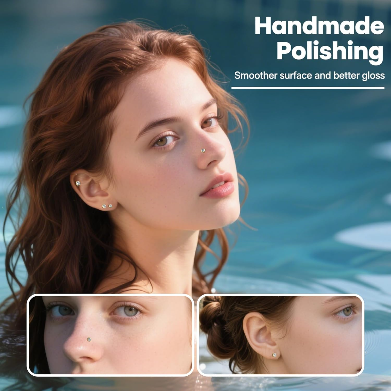 D.Bella 16G 18G 20G 22G L Shaped Nose Studs Surgical Steel 1.5Mm 2Mm 2.5Mm 3Mm Clear Colorful Diamond CZ Nose Rings Studs Nose Rings for Women Nose Nostril Piercing Jewerly Silver Gold Rose Gold Black image number 4