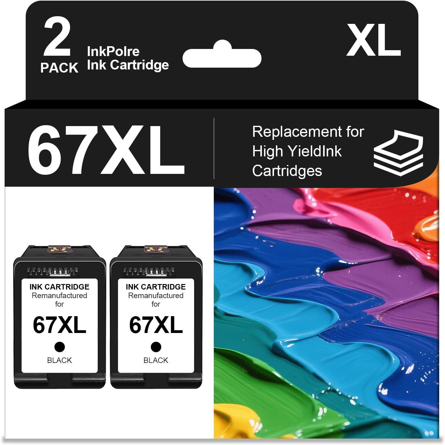 67XL Black Ink Cartridge Replacement for HP Ink 67 67XL Compatible for Deskjet 2800E 2842E 2855E 4255E Envy 6020E 6034E 6475 6455E 6055E 6058 6452E Printer(2 Black，2 Pack) image number 6