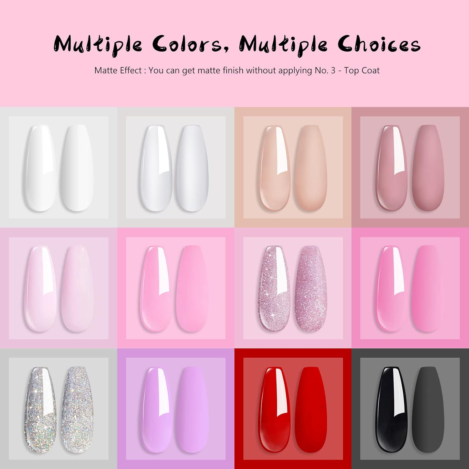 Wakaniya Dip Powder Nail Kit-12 Colors Dip Manicure Kit Pure and Glitter Dipping Powder Set with Base Top Coat for Professionals Beginners Gorgeous Fall Winter Classic French Nail Art Home Salon DIY image number 2