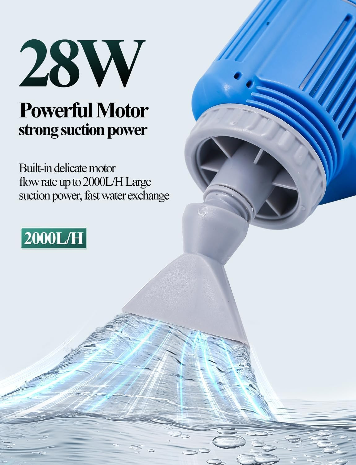 28W Aquarium Gravel Cleaner - Electric Automatic Removable Vacuum Water Changer Sand Algae Cleaner Filter Changer image number 5