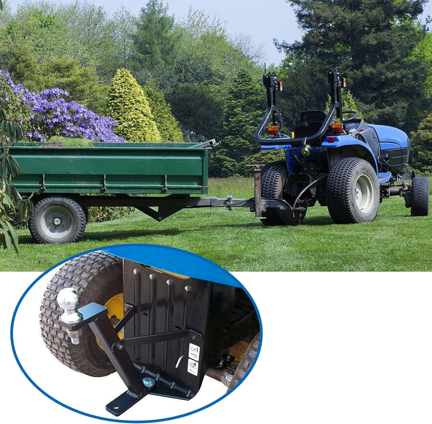 Superunner Lawn Mower Tractor Towing Hitch, Heavy Duty Garden Lawn Pro Tow Mower Hitch Kit Compatible with John Deere Cub Cadet Husqvarna Craftsman Riding Mowers,Black Powder Coated Finish image number 5