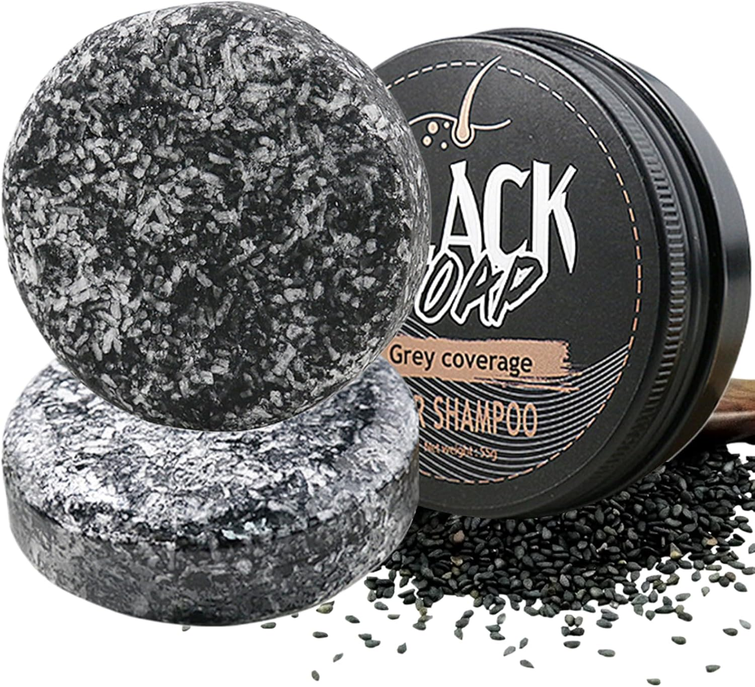 Gray Hair Reverse Bar, Black Shampoo Bar 55 Grams Black Soap for Gray Natural Ingredients 2Pcs Hair Shampoo Soap for Women and Men Refresh Scalp ＆ Restore Shiny .. image number 4