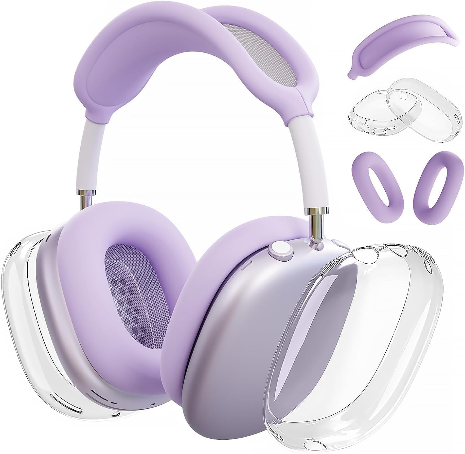 Woyinger Silicone Case for Airpods Max (2024/2020), Clear Soft TPU Ear Cups and Headband Cover, Transparent Accessories for Apple Airpods Max (Usb-C/Lightning), Starlight