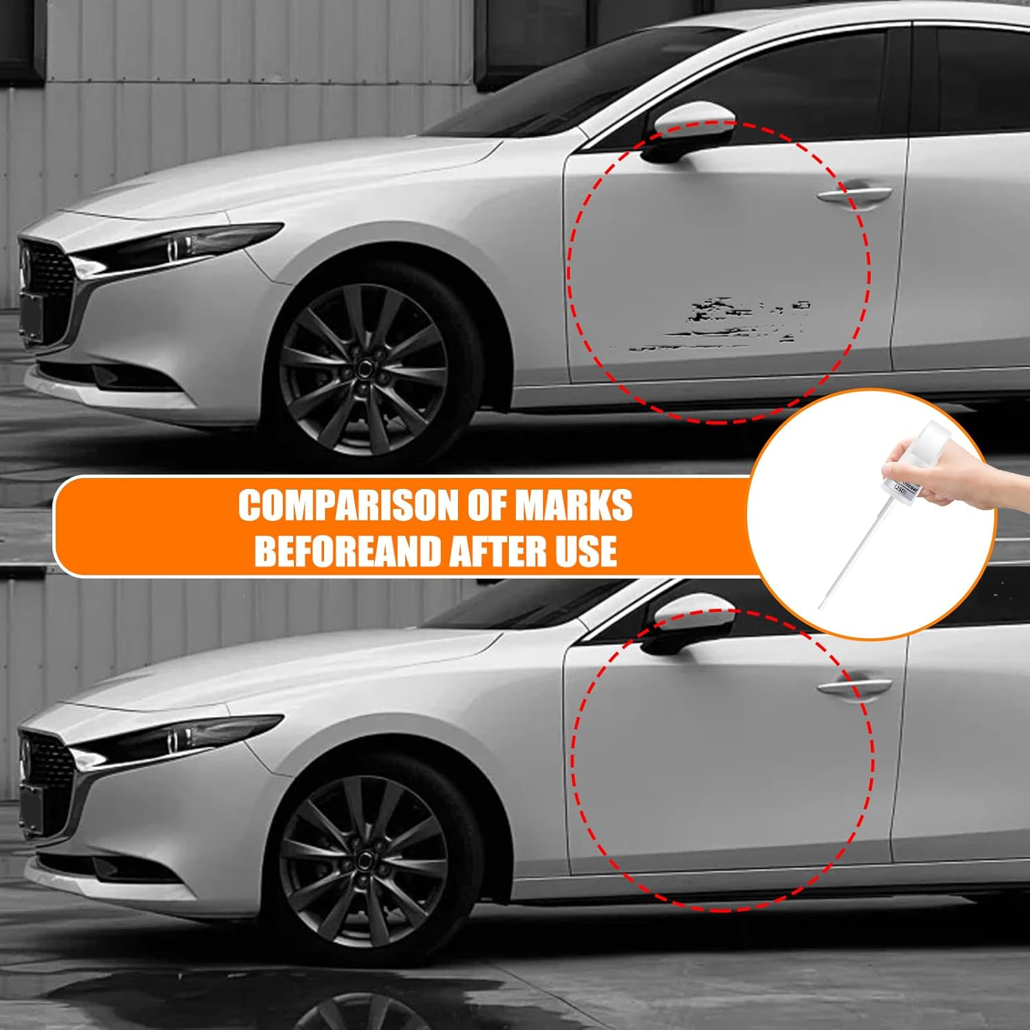 46V Soul Red Crystal Metallic Tricoat Touch up Paint for Mazda, Car Paint Pen Scratch Repair Two-In-One Touch up Paint, Premium Car Scratch Remover for Deep Scratches