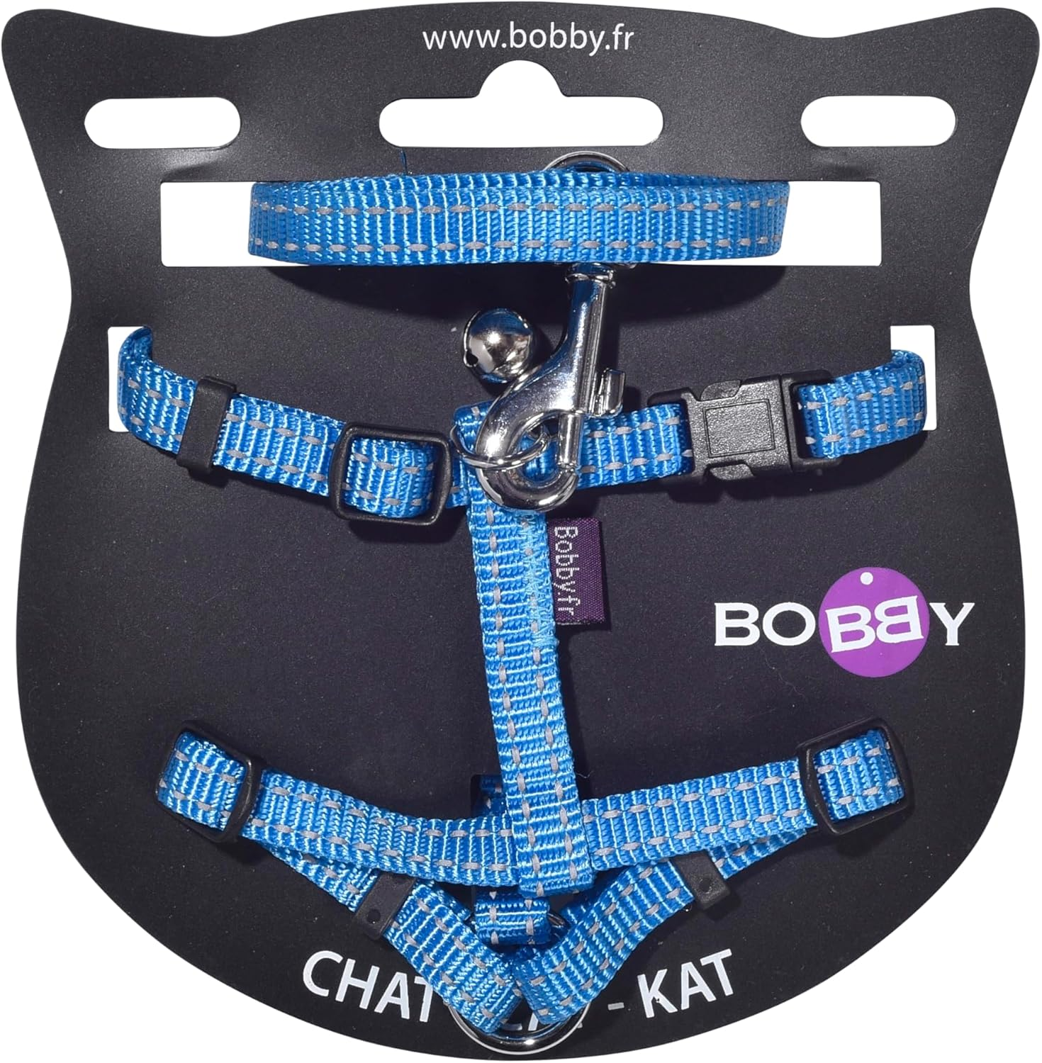 Bobby Safe Cat Harness Set with Leash, Escape Protection, Reflective, Durable, Blue, 25-38 X 10 Cm image number 3