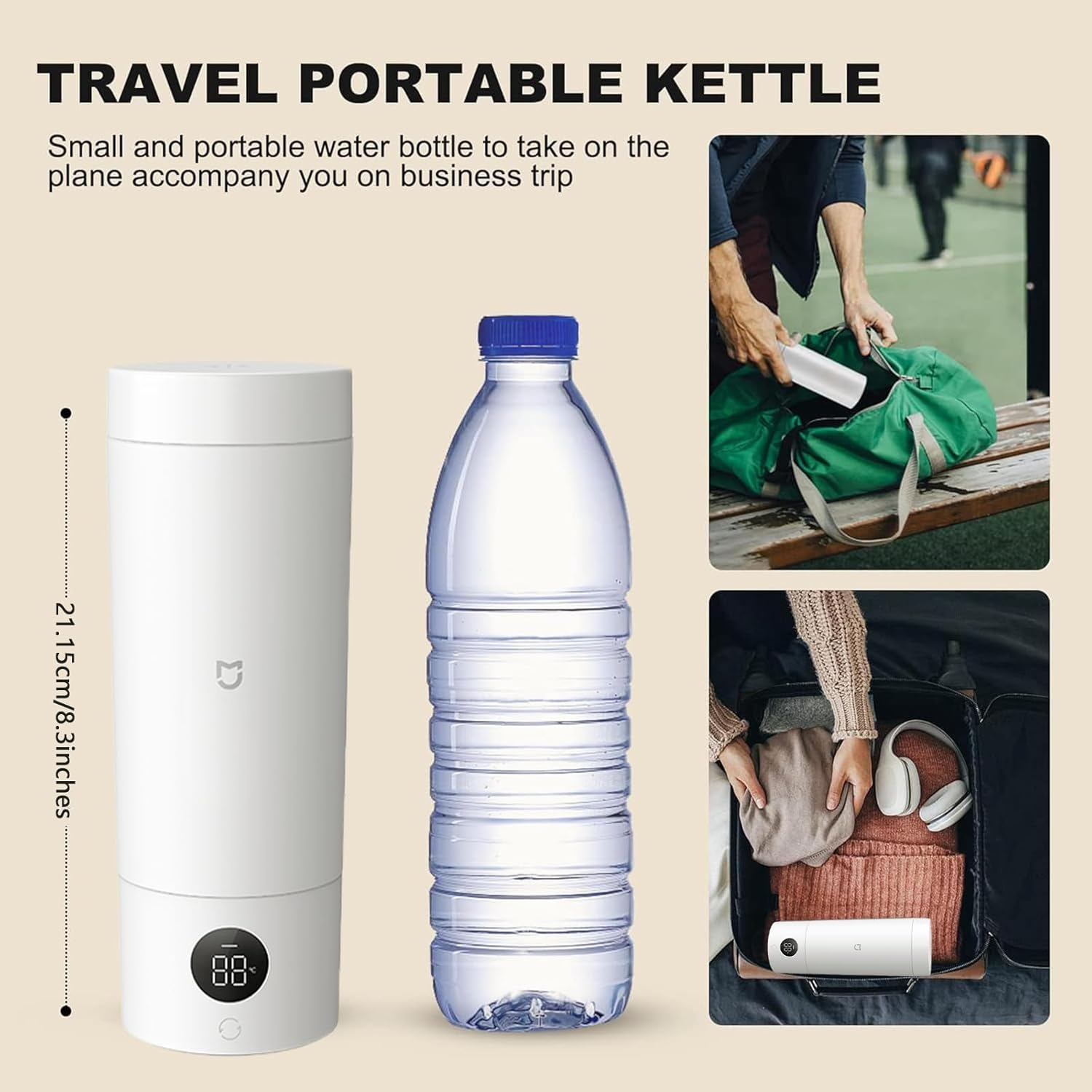 XIAOMI MIJIA Portable Electric Kettle, Small Hot Water Boiler with 6 Temperature Settings, 316 Stainless Steel, Fast Boiling Water with Auto Shut-Off and Boil Dry Protection, 220V (White) - Navy Blue image number 4