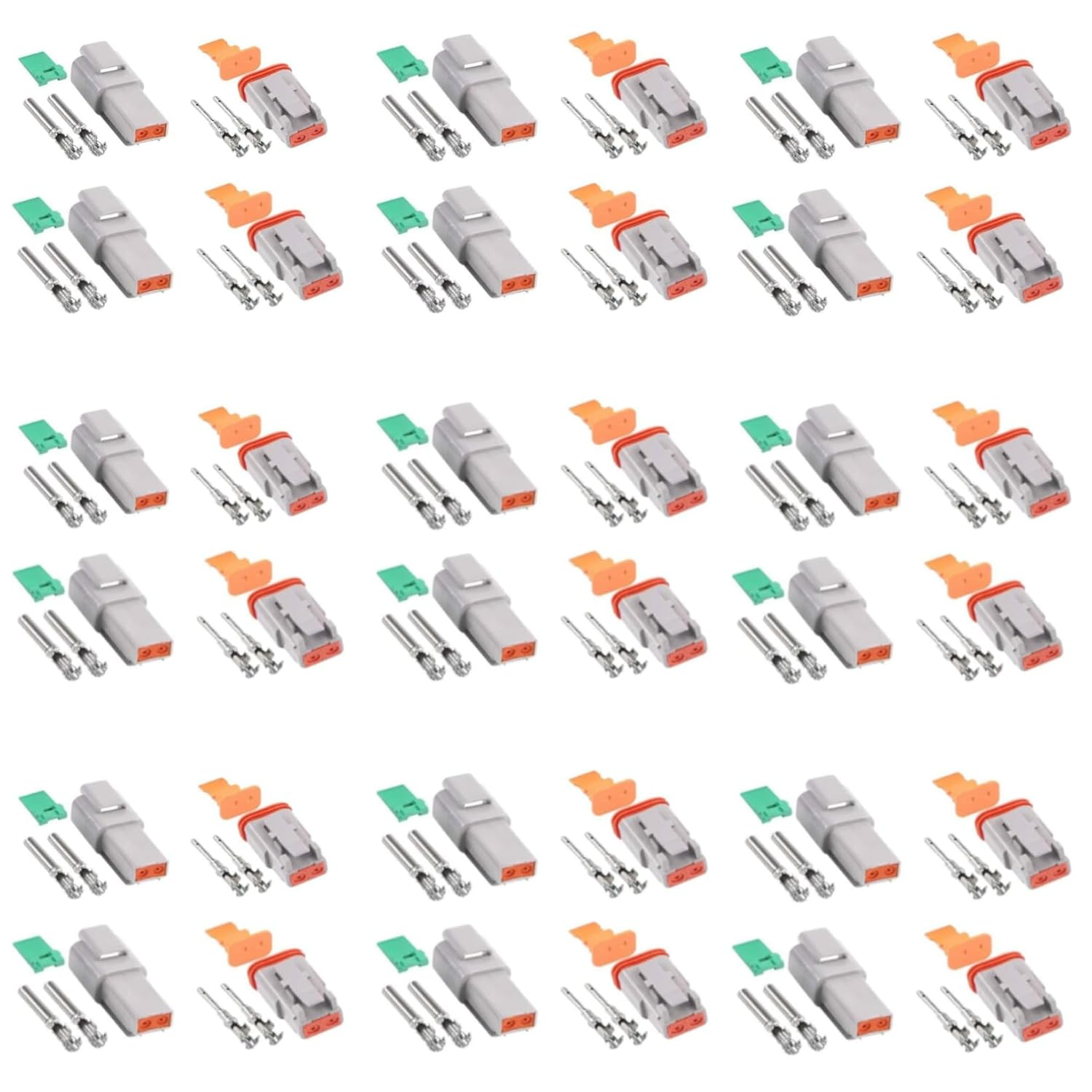 18 Set Kits Deutsch Connector Kit with Wire Crimper - 2 Pin Way Gray Waterproof DT Connector for Car, Truck, Motorcycle, Off-Road Vehicles, and Marine image number 4